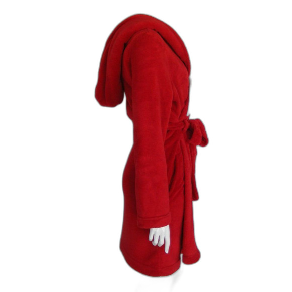 VICTORIA'S SECRET Plush Robe, XS/S, Red, Sherpa lined hood, Sash - Picture 6 of 13